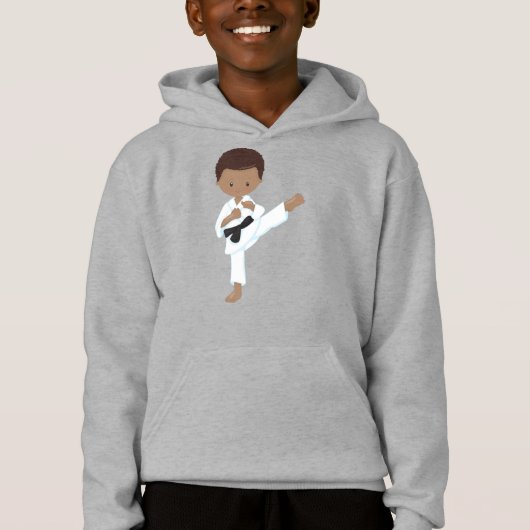 Afroamerikanischer Junge, Karate Boy, Black Belt, Hoodie (Vorderseite)