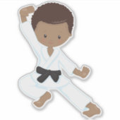 Afroamerikanischer Junge, Karate Boy, Kata, Schwar Aufkleber (Vorderseite)