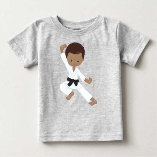 Afroamerikanischer Junge, Karate Boy, Kata, Schwar Baby T-shirt (Vorderseite)