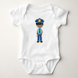 Afroamerikanischer Junge, Polizist, Polizeibeamter Baby Strampler