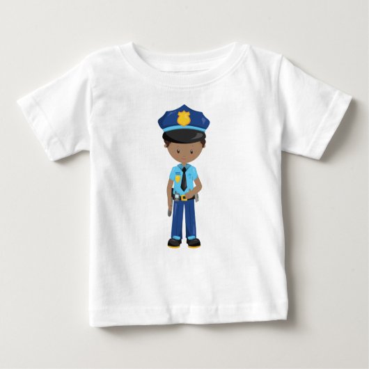Afroamerikanischer Junge, Polizist, Polizeibeamter Baby T-shirt (Vorderseite)
