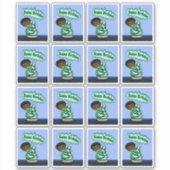 Afroamerikanischer Junge und Kuchen Aufkleber (Vorderseite)