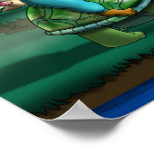 Afroamerikanischer Junge und Schildkröte Poster (Ecke)