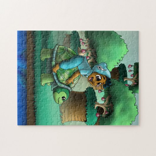 Afroamerikanischer Junge und Schildkröte Puzzle (Horizontal)