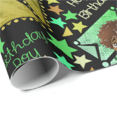 Afroamerikanischer Jungen Anime Niedlich Geschenkpapier (Rolleneckpunkt)