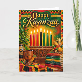 Afroamerikanischer Kwanzaa-Kinara und sieben Prinz Feiertagskarte