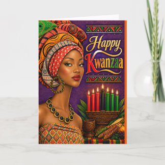 Afroamerikanischer Kwanzaa-Kinara und sieben Prinz Feiertagskarte