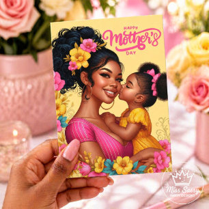 Afroamerikanischer Mama & Tochter zum Muttertag Karte