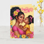 Afroamerikanischer Mama & Tochter zum Muttertag Karte (Gelbe Blume)