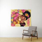 Afroamerikanischer Mama & Tochter zum Muttertag Wandteppich (Beispiel (Horizontal))