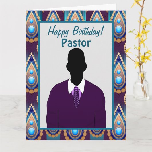 Afroamerikanischer Pastor Ogee Hintergrund Geburts Karte (Gelbe Blume)