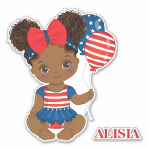 Afroamerikanischer Patriotic Baby Girl Vinyl Stick Aufkleber