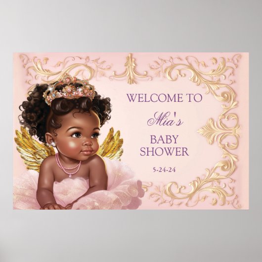 Afroamerikanischer Princess Baby Dusche Begrüßungs Poster (Vorne)