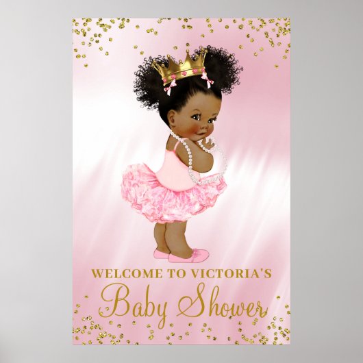 Afroamerikanischer Princess Baby Dusche Begrüßungs Poster (Vorne)
