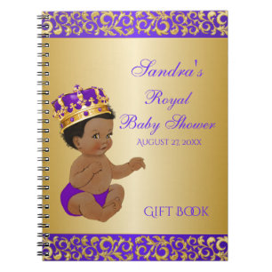 Afroamerikanischer Prinz Lila Gold Geschenk Gast Notizblock