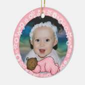 Afroamerikanischer Rosa 1. Weihnachtsdekoration Keramikornament (Links)