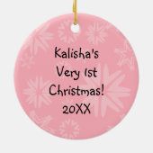 Afroamerikanischer Rosa 1. Weihnachtsdekoration Keramikornament (Hinten)