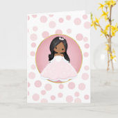 Afroamerikanischer Rosa Prinzessin Karte (Gelbe Blume)