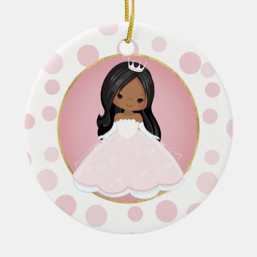 Afroamerikanischer Rosa Prinzessin Keramik Ornament (Vorne)