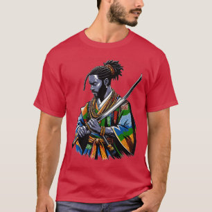 Afroamerikanischer Samurai Anime Cartoon Japanisch T-Shirt