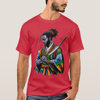 Afroamerikanischer Samurai Anime Cartoon Japanisch T-Shirt