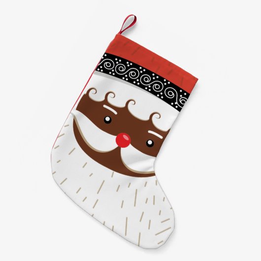 afroamerikanischer Santa Kleiner Weihnachtsstrumpf (Vorderansicht (hängend))