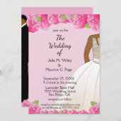 Afroamerikanischer Schwarz-Pink-Braut und -Bräutig Einladung (Vorne/Hinten)