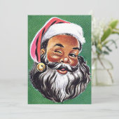 Afroamerikanischer schwarzer Weihnachtsmann Feiertagskarte (Stehend Vorderseite)