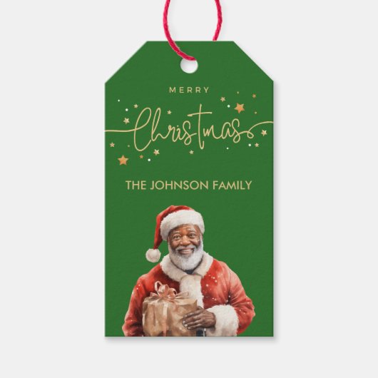 Afroamerikanischer schwarzer Weihnachtsmann Geschenkanhänger (Vorderseite)