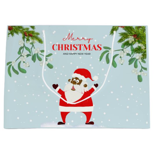 Afroamerikanischer schwarzer Weihnachtsmann Große Geschenktüte (Vorderseite)