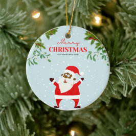 Afroamerikanischer schwarzer Weihnachtsmann Keramik Ornament