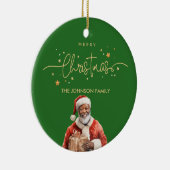 Afroamerikanischer schwarzer Weihnachtsmann Keramik Ornament (Rechts)