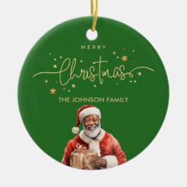 Afroamerikanischer schwarzer Weihnachtsmann Keramik Ornament
