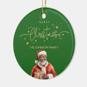 Afroamerikanischer schwarzer Weihnachtsmann Keramik Ornament (Links)