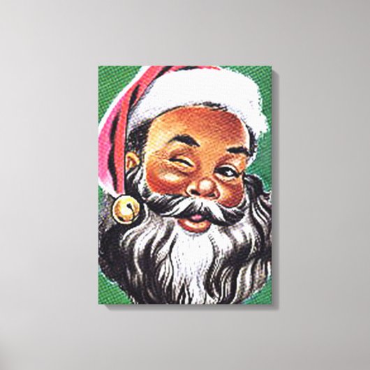 Afroamerikanischer schwarzer Weihnachtsmann Leinwanddruck (Vorderseite)