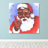 Afroamerikanischer schwarzer Weihnachtsmann Leinwanddruck (Insitu (Holzboden))