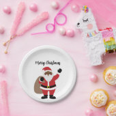 Afroamerikanischer schwarzer Weihnachtsmann Pappteller (Party)