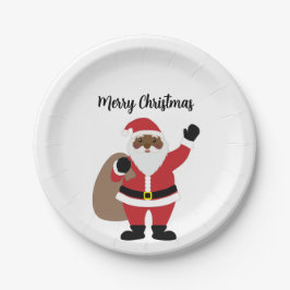 Afroamerikanischer schwarzer Weihnachtsmann Pappteller