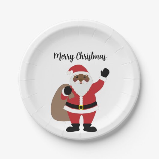Afroamerikanischer schwarzer Weihnachtsmann Pappteller (Vorderseite)