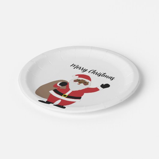 Afroamerikanischer schwarzer Weihnachtsmann Pappteller (Schrägansicht)