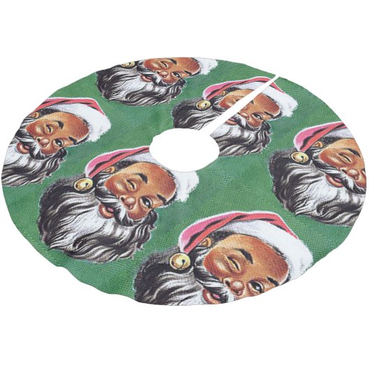 Afroamerikanischer schwarzer Weihnachtsmann Polyester Weihnachtsbaumdecke (Schrägansicht)