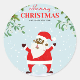 Afroamerikanischer schwarzer Weihnachtsmann Runder Aufkleber