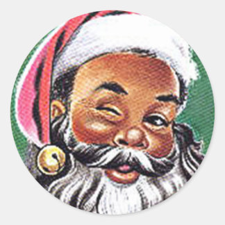 Afroamerikanischer schwarzer Weihnachtsmann Runder Aufkleber