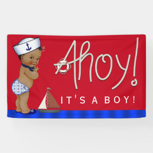 Afroamerikanischer Segler Nautical Baby Shower Banner