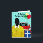 Afroamerikanischer Sohn Happy Birthday Card Karte<br><div class="desc">Diese coole Geburtstagskarte zeigt eine Silhouette eines afroamerikanischen Mannes,  der einen senffarbenen Anzug und eine Krawatte trägt. Holen Sie sich diese Karte für einen verdienten Sohn,  um Ihre Wertschätzung zu zeigen.</div>