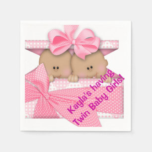 Afroamerikanischer Twin Girl Baby Shower Napkin Serviette