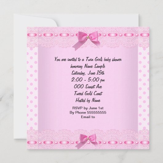 Afroamerikanischer Twin Girls Babydusche Pink Einladung (Rückseite)