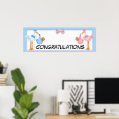 Afroamerikanischer Twins Baby Showbanner Poster (Heimbüro)