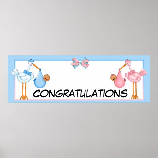 Afroamerikanischer Twins Baby Showbanner Poster (Vorne)