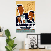 Afroamerikanischer Vater-Tag & Sohn-Bankett Poster (Heimbüro)